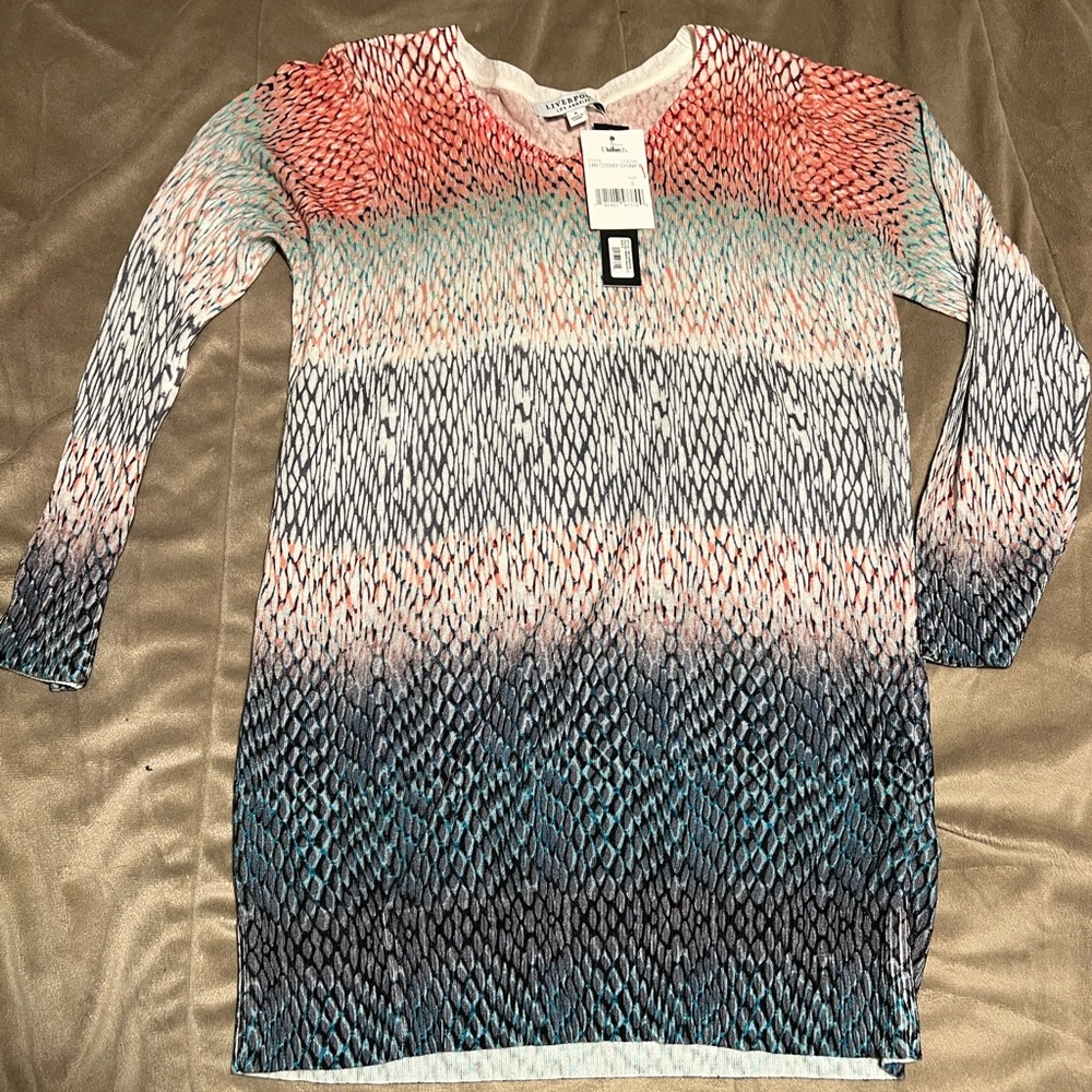 Liverpool Ombré Snakeskin Print Knit Sweater Size Small